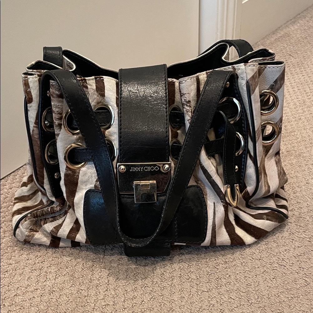 Jimmy Choo Ramona Calf Hair Zebra Handbag